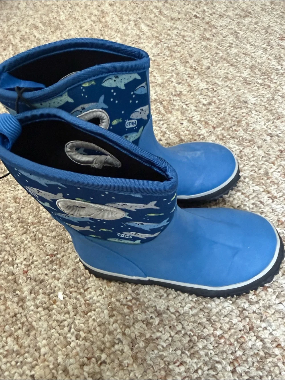 Kids Blue Shark Print Rain Boots